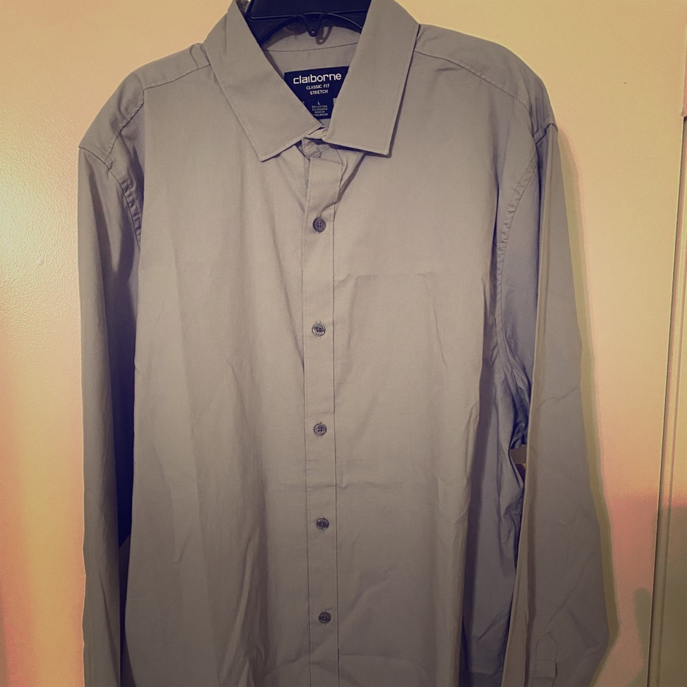 *NWT* Liz Claiborne grey button down shirt